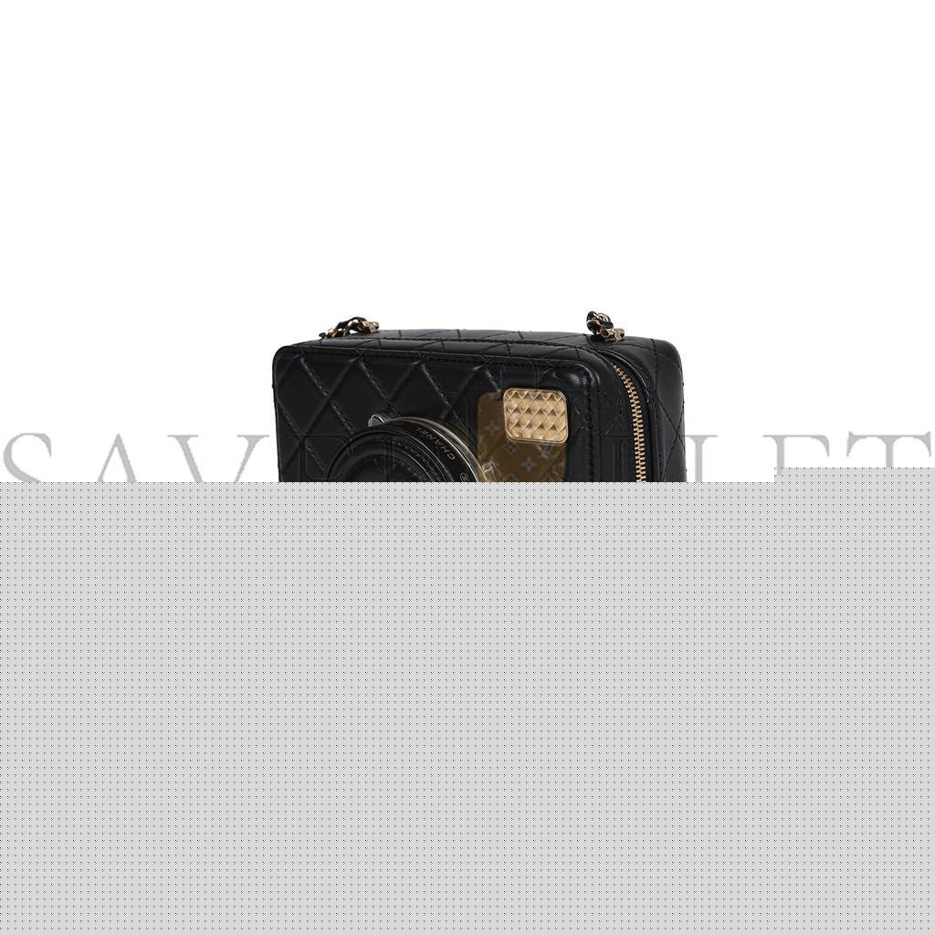 Ch*el master camera bag black lambskin light gold hardware as4817 (16*11.5*6cm)